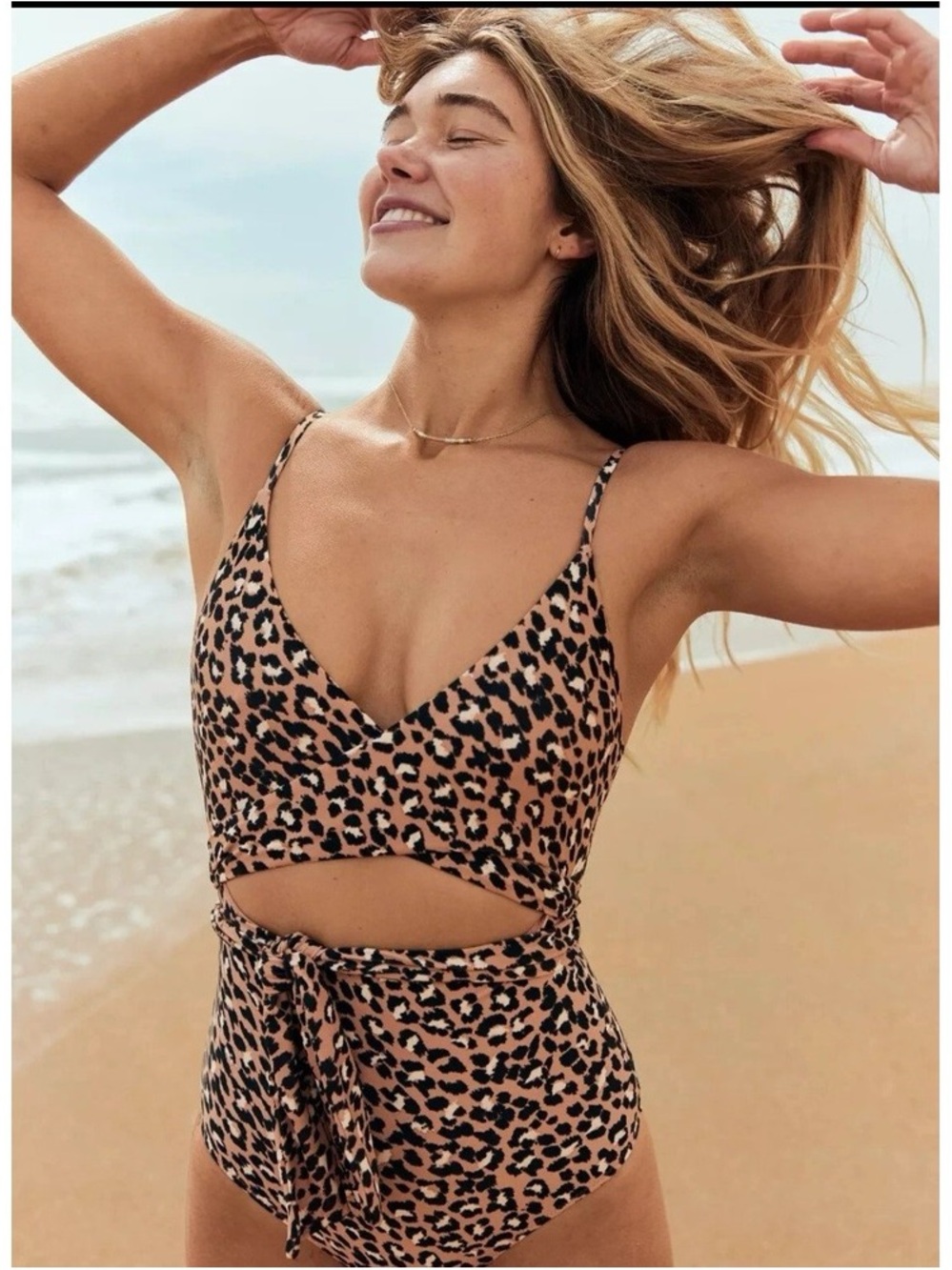 Aerie Leopard Wrap One Piece Swimsuit Small